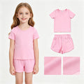 Toddler Girl Pink 2 Piece Outfit,  Top & Running Shorts Set for Kids