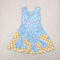 Toddler Girls Blue Ice Cream Waffle Sleeveless Sprinkle Print Active Dress