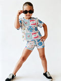 Toddler Girls Floral Patch Shorts Outfit For SUmmer