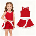 Toddler Girls Red Scalloped Edge 2-Piece Set | Tank Top & Skort Active Outfit