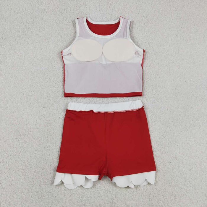 Toddler Girls Red Scalloped Edge 2-Piece Set | Tank Top & Skort Active Outfit