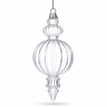 Triple Finial Clear Glass Christmas Ornament 6.7 Inches (170 mm)