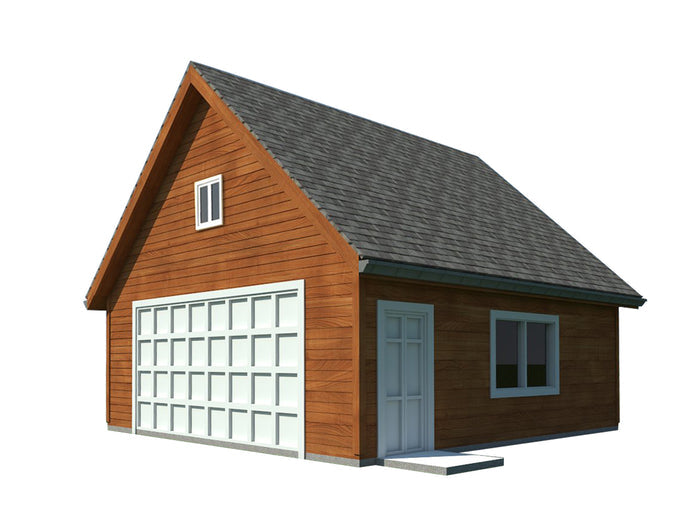 Two Car Garage with Loft DIY Plans Backyard Shed Building 24' x 24'