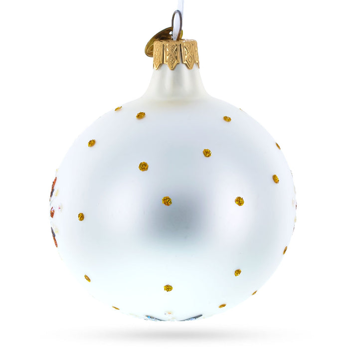 Ukrainian Petrykivka Painting Glass Ball Christmas Ornament 4 Inches