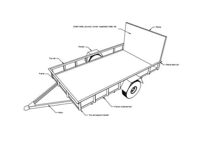 Utility Trailer Plans DIY Open Lawn Cargo Carrier 6' x 10' - Build Your Own