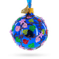 Vibrant Pink Heart Vines with 3D Roses Glass Ball Christmas Ornament 2.4 Inches