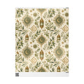 Vintage Green Botanical Wrapping Paper Roll — Elegant Floral Gift Wrap