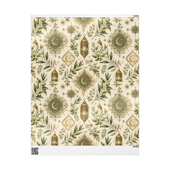 Vintage Green Botanical Wrapping Paper Roll — Elegant Floral Gift Wrap