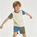 White Blue Green Patchwork Top Shorts Boys Summer Cotton Clothes Set