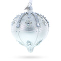White Jewels on Silver Onion-Shape Finial Glass Ornament