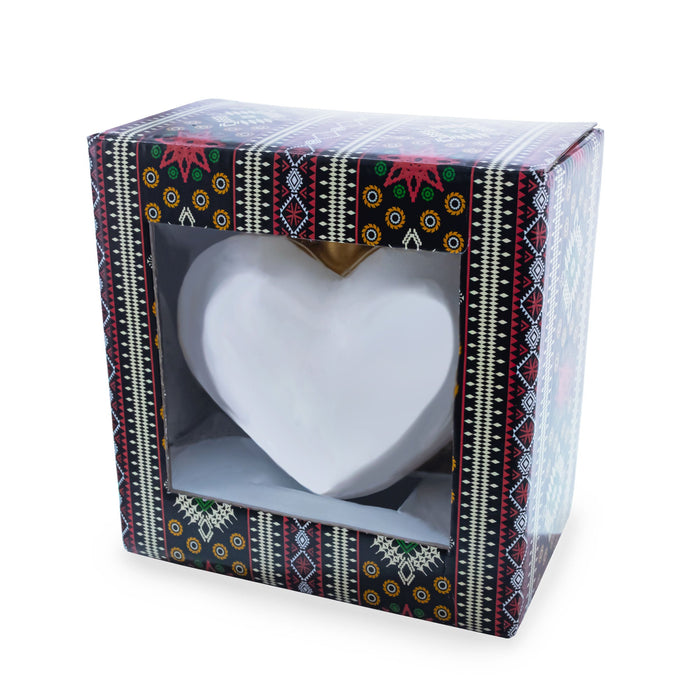 Winter Pearl Vine Jeweled Glass Heart Ornament
