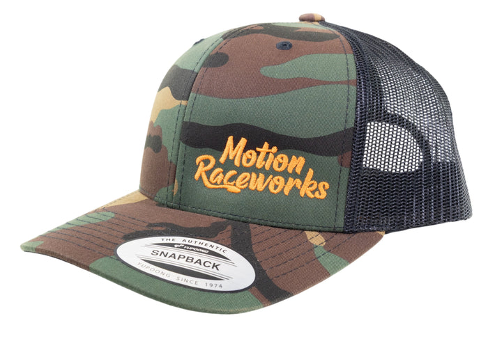 Woodland Camo/Black & Orange Retro Snapback Hat
